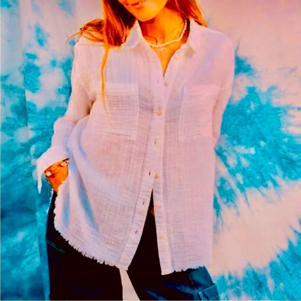 URBAN OUTFITTERS Pink Rose Gauzy Blouse-M